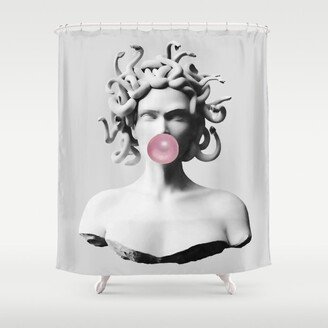 Medusa blowing pink bubblegum bubble II Shower Curtain