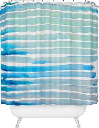 ANoelleJay New Year Water Lines Shower Curtain Blue