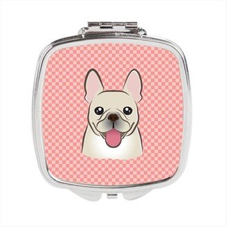 Awesome Apparel Checkerboard Pink French Bulldog Compact Mirror, 2.75 x 3 x .3 In.