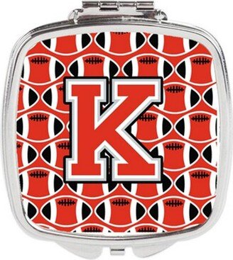 CJ1067-KSCM Letter K Football Scarlet & Grey Compact Mirror