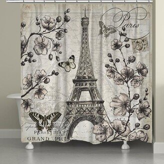 Paris In Bloom Shower Curtain - Tan/paris