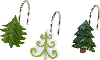 Christmas Trees Holiday Resin 12-Pc. Shower Curtain Hooks