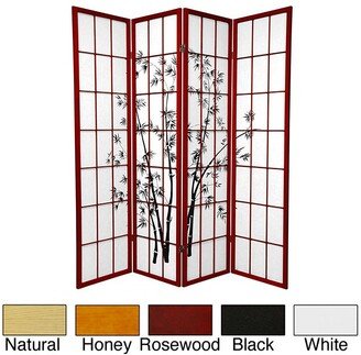 Handmade 6' Wood and Rice Paper Lucky Bamboo Room Divider