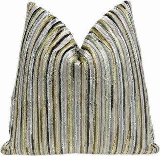 Green Alternative Stripe Velvet Throw Pillow Cover | Multicolored Lumbar Shams