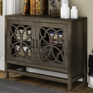 Wood Storage Cabinet with Doors and Adjustable Shelf-AB