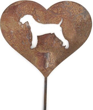 Airedale Dog Heart Garden Pet Memorial Rustic Metal Stake 21 To 28 Inches Tall