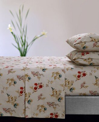 Leilani Floral Flannel Extra Deep Pocket 4 Piece Sheet Set, Queen