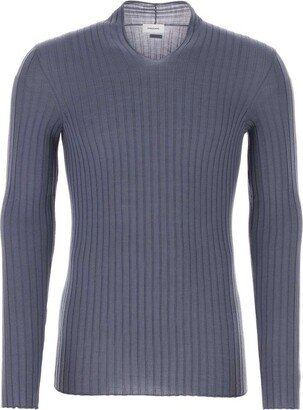 V-Neck Rib-Knit Sweater-AA