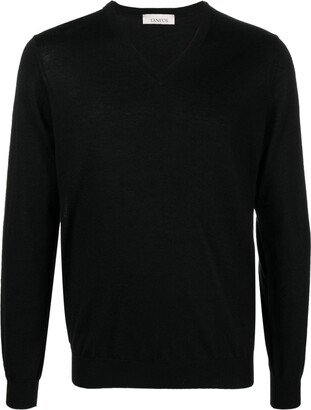 V-neck fine-knit jumper-AQ