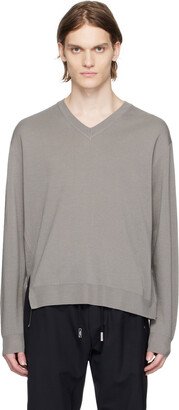 Gray V-Neck Sweater-AG