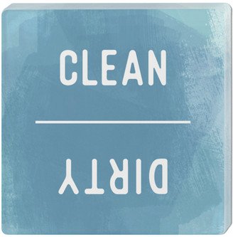 Magnets: Clean Dirty Acrylic Magnet, 3X3, Blue