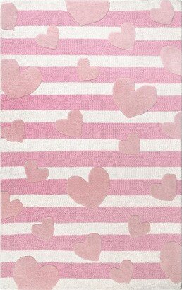 Handmade Hearts Striped Cochran Area Rug 5x7, Pink
