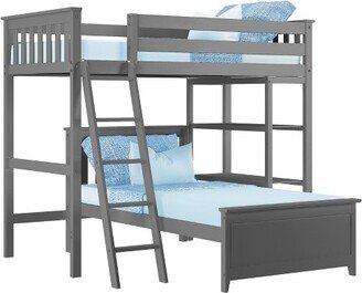 Max & Lily L-Shaped Twin over Twin Bunk Bed with Bookcase, Grey