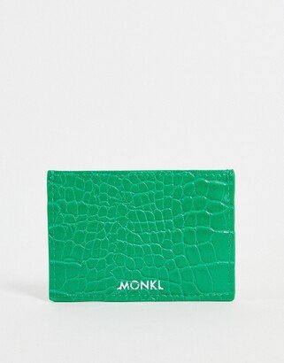 faux croc card holder in bright green