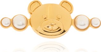 Teddy Bear Head Brooch - Gold