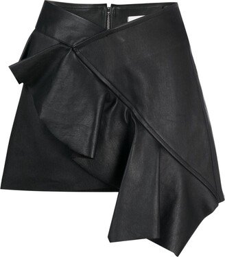 PNK Ruffled Leather Miniskirt