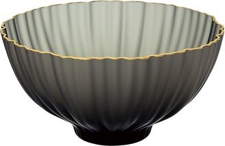 Sghr Sugahara Kikka Handcrafted Glass Bowl With Gold Rim - Grey 5.3