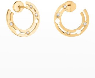 Yellow Gold Pulse Side Hoop Earrings, 18mm