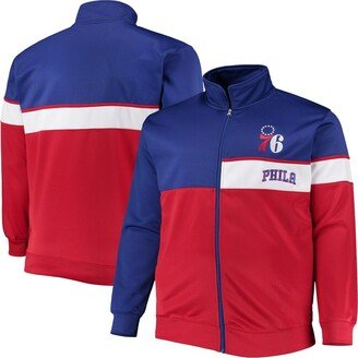Men's Royal, Red Philadelphia 76ers Big and Tall Pieced Body Full-Zip Track Jacket - Royal, Red