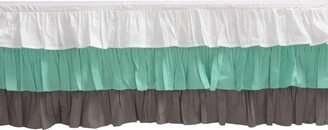 3 Layer Ruffled Crib/Toddler Bed Skirt - White/Mint/Gray