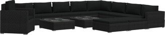 13 Piece Patio Lounge Set with Cushions Poly Rattan Black