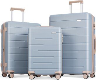 IGEMAN Light Blue 3-Piece Suitcase Set，Carry on Luggage Sets with Spinner Wheels