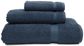 Midnight Blue Herringbone 3-Piece Towel Set