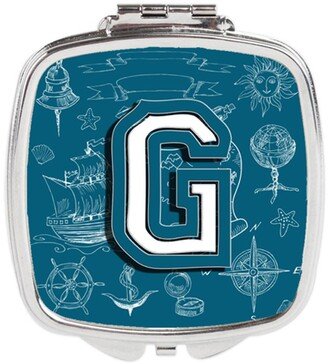 CJ2014-GSCM Letter G Sea Doodles Initial Alphabet Compact Mirror