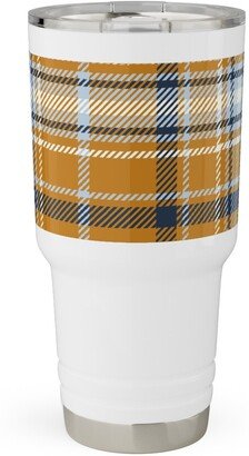 Travel Mugs: Desert Sun Plaid - Orange Travel Tumbler, 30Oz, Orange