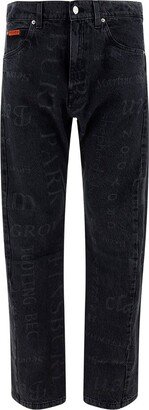 Printed High-Waist Straight Leg Jeans