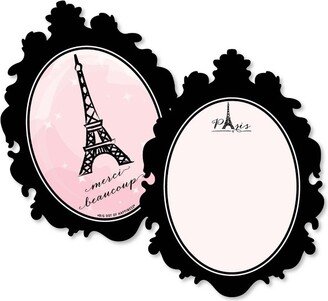 Big Dot of Happiness Paris, Ooh La La - Shaped Thank You Cards - Paris Themed Baby Shower or Birthday Party Thank You Cards with Envelopes - Set of 12