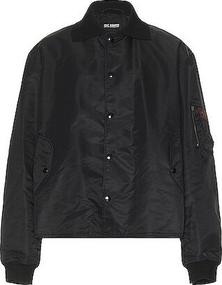 Long Sleeved Polo Bomber in Black