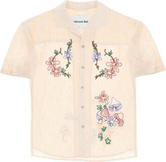 Floral Embroidered Short-Sleeved Shirt