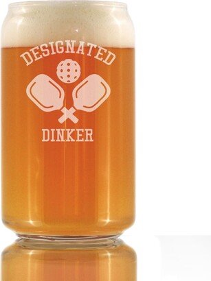 Designated Dinker - Beer Can Shaped Pint Glass Cute Funny Pickleball Themed Décor & Gifts For Dinkers Bangers 16 Oz Glasses