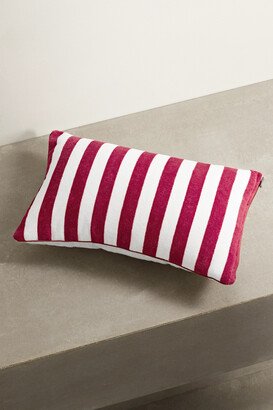 Striped Cotton-terry And Linen Beach Pillow - Red