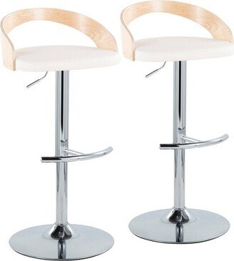 Set of 2 Grotto Adjustable Barstools Natural/White