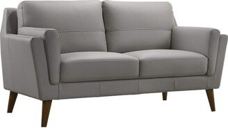 2 Piece Leatherette Sofa Set with Wooden Splayed Legs, Gray