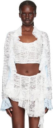 Ester Manas White Ruched Cardigan