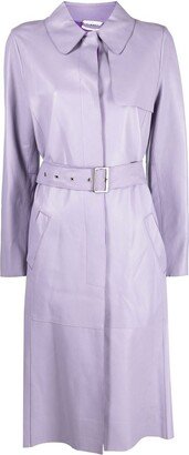 Belted-Waist Single-Breasted Coat