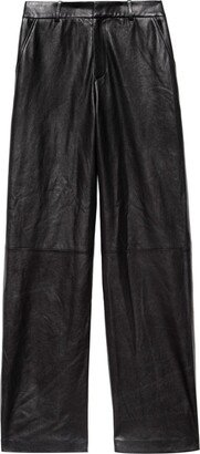 Panelled Leather High-Waisted Trousers