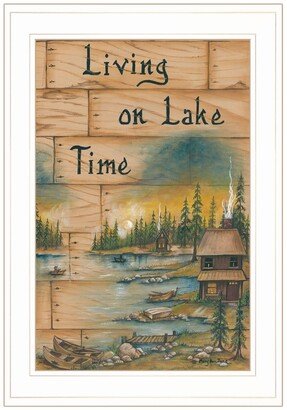 Living On The Lake by Mary June, Ready to hang Framed Print, White Frame, 15 x 21