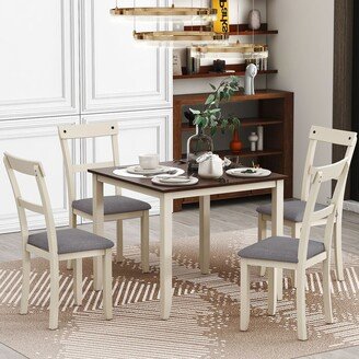 EDWINRAYLLC 5 Piece Dining Table Set Industrial Wooden Kitchen Table and 4 Chairs for Dining Room