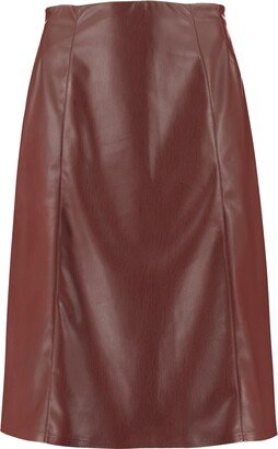 The Hour Panelled Leather Midi Skirt