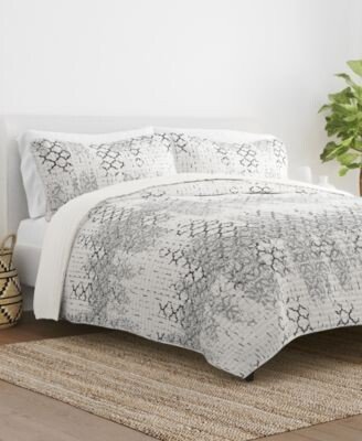 All Season Distressed Aztec Reversible Quilt Set Collection