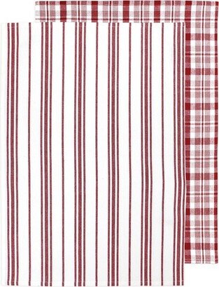 MU Kitchen 100% Cotton Farmhouse Dishtowel, Set of 2, 19 by 28-Inches, Cabernet