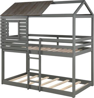 Twin Over Twin Bunk Bed Wood Loft Bed