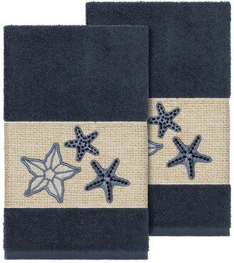 Lydia Embellished Hand Towel - Set of 2 - Midnight Blue