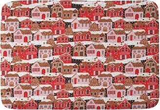 Cynthia Gingerbread Village Memory Foam Bath Mat Red