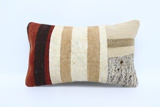 Turkish Pillow, Throw Home Decor Kilim White Case, Striped Handwoven Cover, Vintage 6417