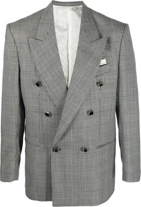 CANAKU Double-Breasted Checked Wool Blazer